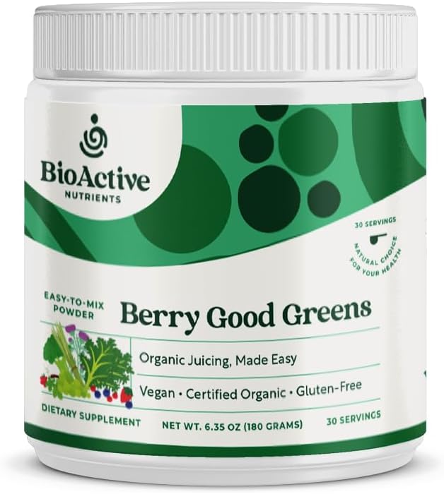 ΒΙΟΔΡΑΣΤΙΚΑ ΦΥΤΑ: Berry Good Greens - Superfood Powder - 30 Μερίδες - 100% USDA Organic Non-GMO Vegan συμπλήρωμα, βοηθά στην ενίσχυση της ενέργειας, Detox, Υγιής Μεταβολισμός, ολόκληρη διατροφή τροφίμων