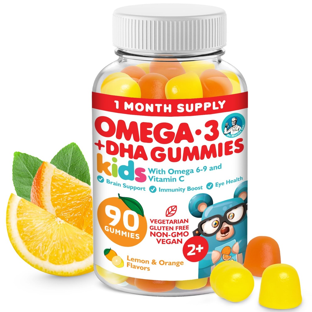 DR. MORITZ Vegan Omega 3 Gummies for Kids and Toddlers (90 Count), Omega 3 Kids Gummies for Brain and Heart Health, No Fish Oil and Glutten Free