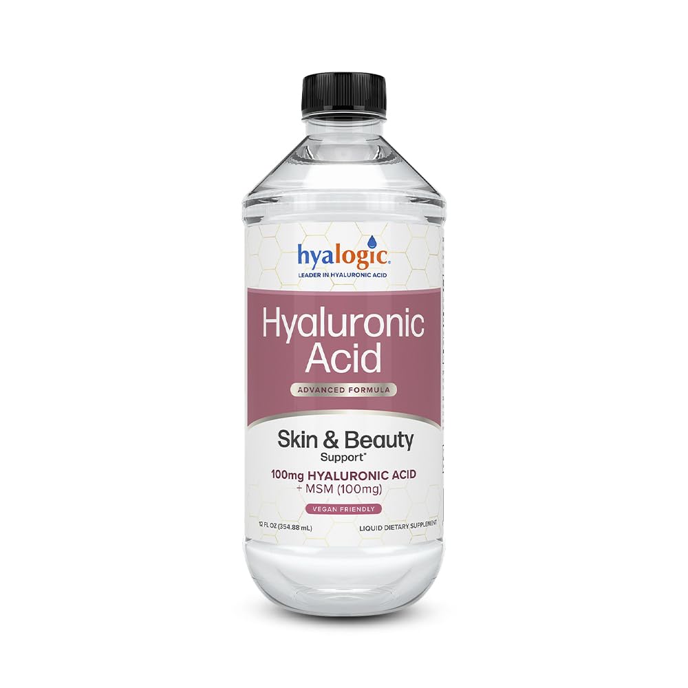 Hyalologic Liquid Hyaluronic Acid Supplement - Υποστήριξη δέρματος με 100mg HA και 100mg MSM - Φυσική ενυδάτωση για το πρόσωπο, τα μάτια και τα χείλη - Υψηλή φόρμουλα μοριακού βάρους - 12 oz