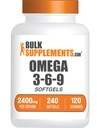 BulkSupplements.com Ωμέγα 3-6-9 Softgels - Triple Omega Supplement, from Flaxseed, Evening Primrose & Fish Oil- 2 Softgels per Serving, 240 Count (Pack of 1)