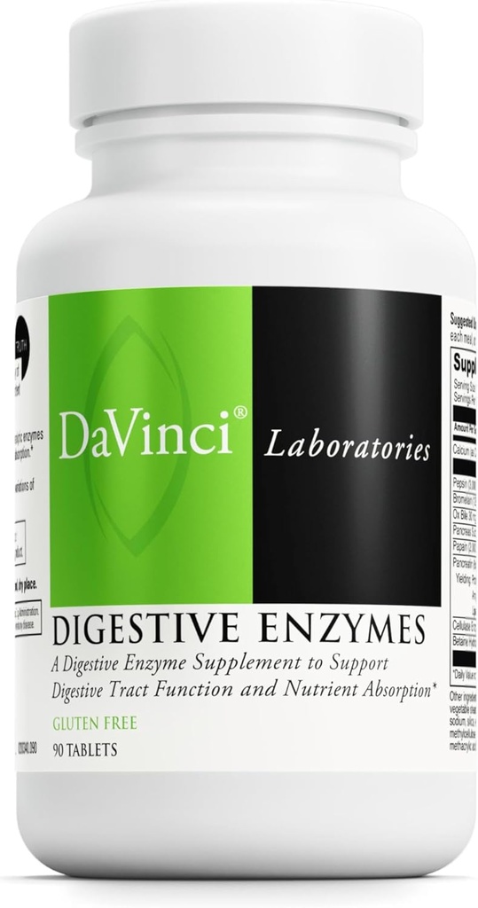 DAVINCI Labs All- Zyme - Συμπλήρωμα διατροφής για την υποστήριξη της πυγμής και της θρεπτικής απορρόφησης - με ασβέστιο, πεψίνη, βρωμελαΐνη, παππά, παγκρεατίνη και περισσότερα - Χωρίς γλουτένη - 90 δισκία