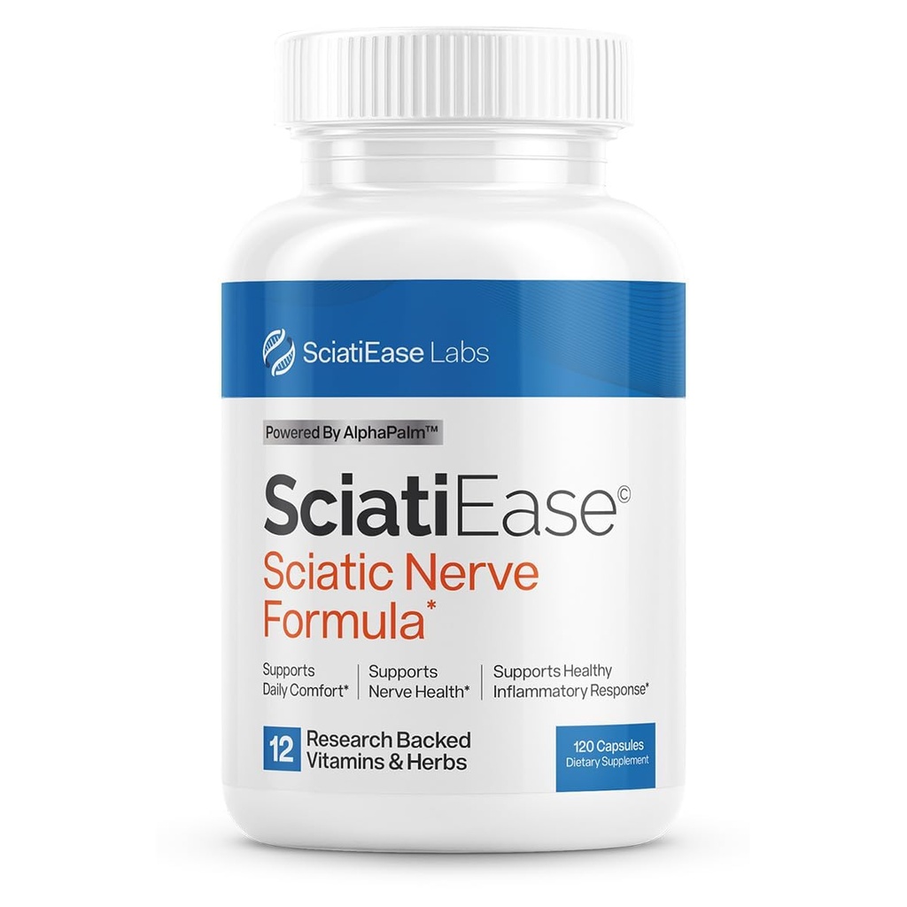 SciatiEase Sciatic Nerve Health Supplement - Nerve Support Formula με AlphaPalm, Pea, Vitamin B Complex, Alpha Lipoic Acid 300mg - 120 κάψουλες