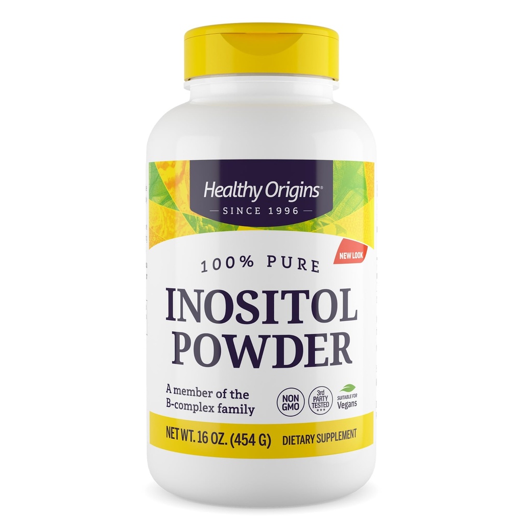 Healthy Origins Inositol Powder, 454 g - για την υγεία του δέρματος, των μαλλιών και των νυχιών - Βιταμίνη B8 συμπλήρωμα σκόνης - μέρος της οικογένειας B Complex - Vegan, μη-GMO & χωρίς γλουτένη συμπλήρωμα - 16 Oz