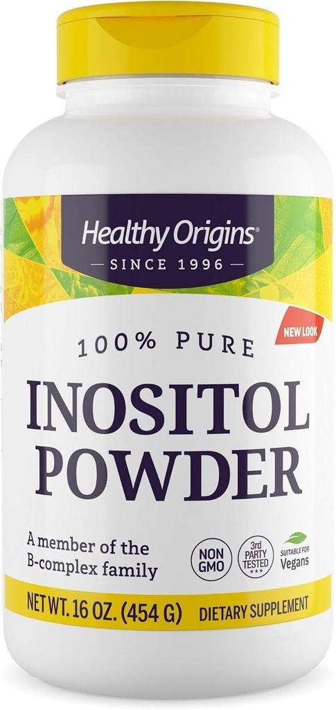 Healthy Origins Inositol Powder, 454 g - για την υγεία του δέρματος, των μαλλιών και των νυχιών - Βιταμίνη B8 συμπλήρωμα σκόνης - μέρος της οικογένειας B Complex - Vegan, μη-GMO & χωρίς γλουτένη συμπλήρωμα - 16 Oz