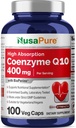 NusaPure CoQ10 400mg 100 Veggie Caps (Vegan, Non-GMO) Coenzyme Q10 Supplement, Antioxidant COQ-10 Enzyme, Coq 10