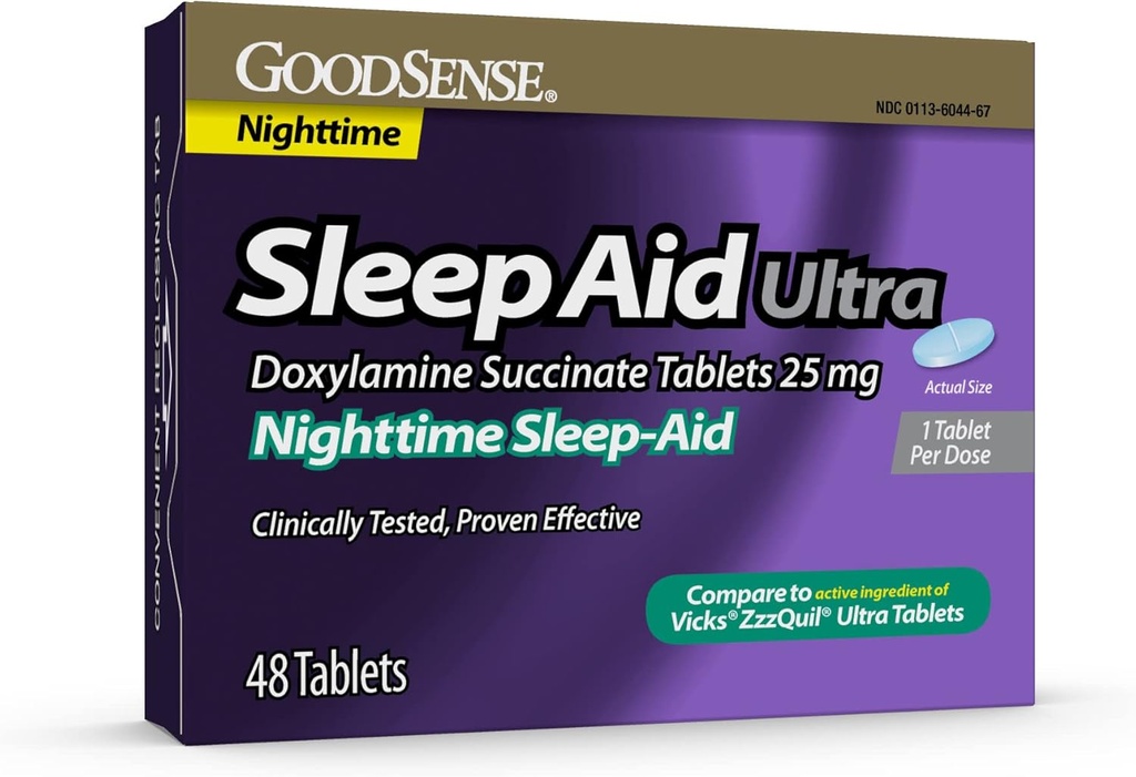 GoodSense Nighttime Sleep- Aid Ultra Tablets, Ηλεκτρική Δοξυλαμίνη 25 mg, 48 Count