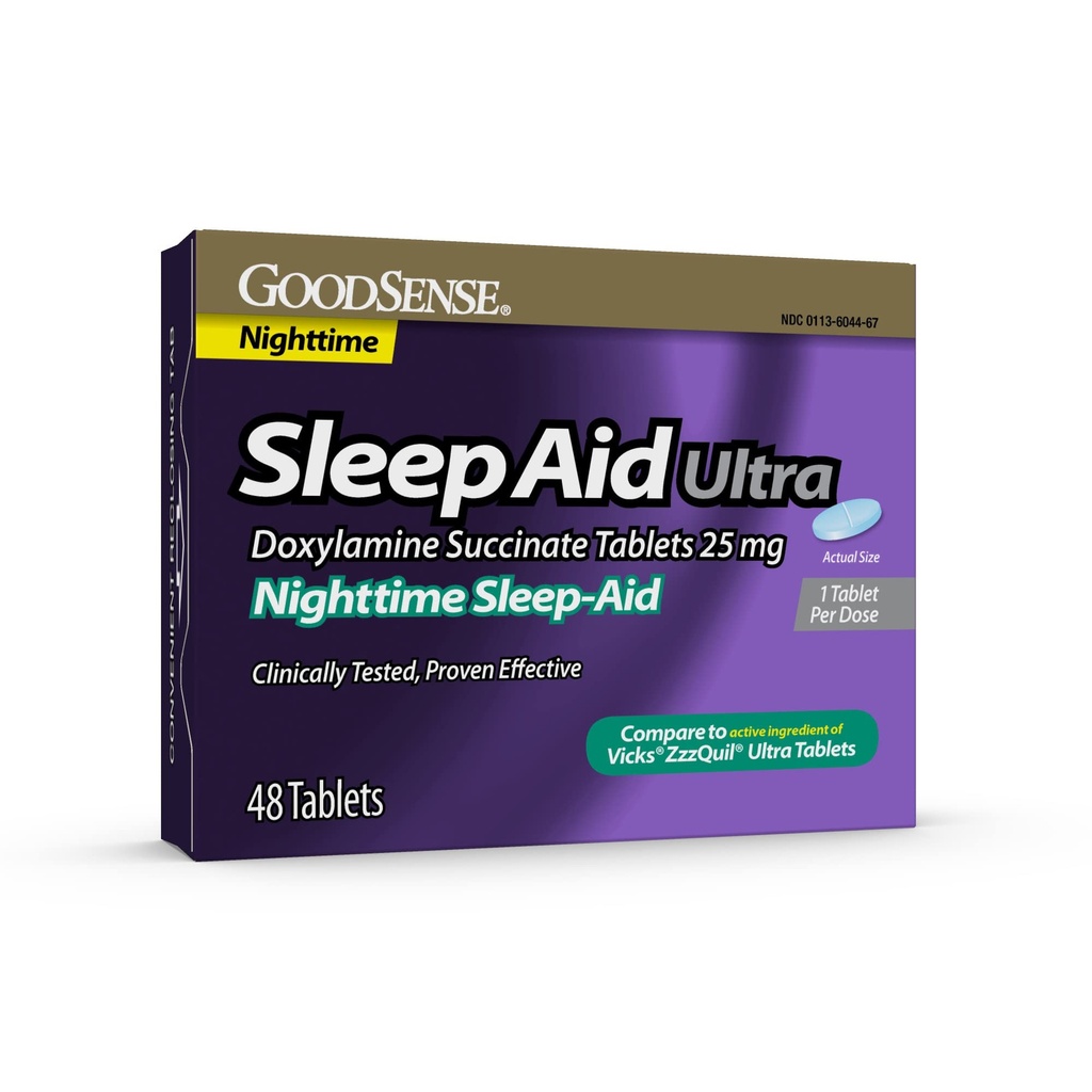 GoodSense Nighttime Sleep- Aid Ultra Tablets, Ηλεκτρική Δοξυλαμίνη 25 mg, 48 Count