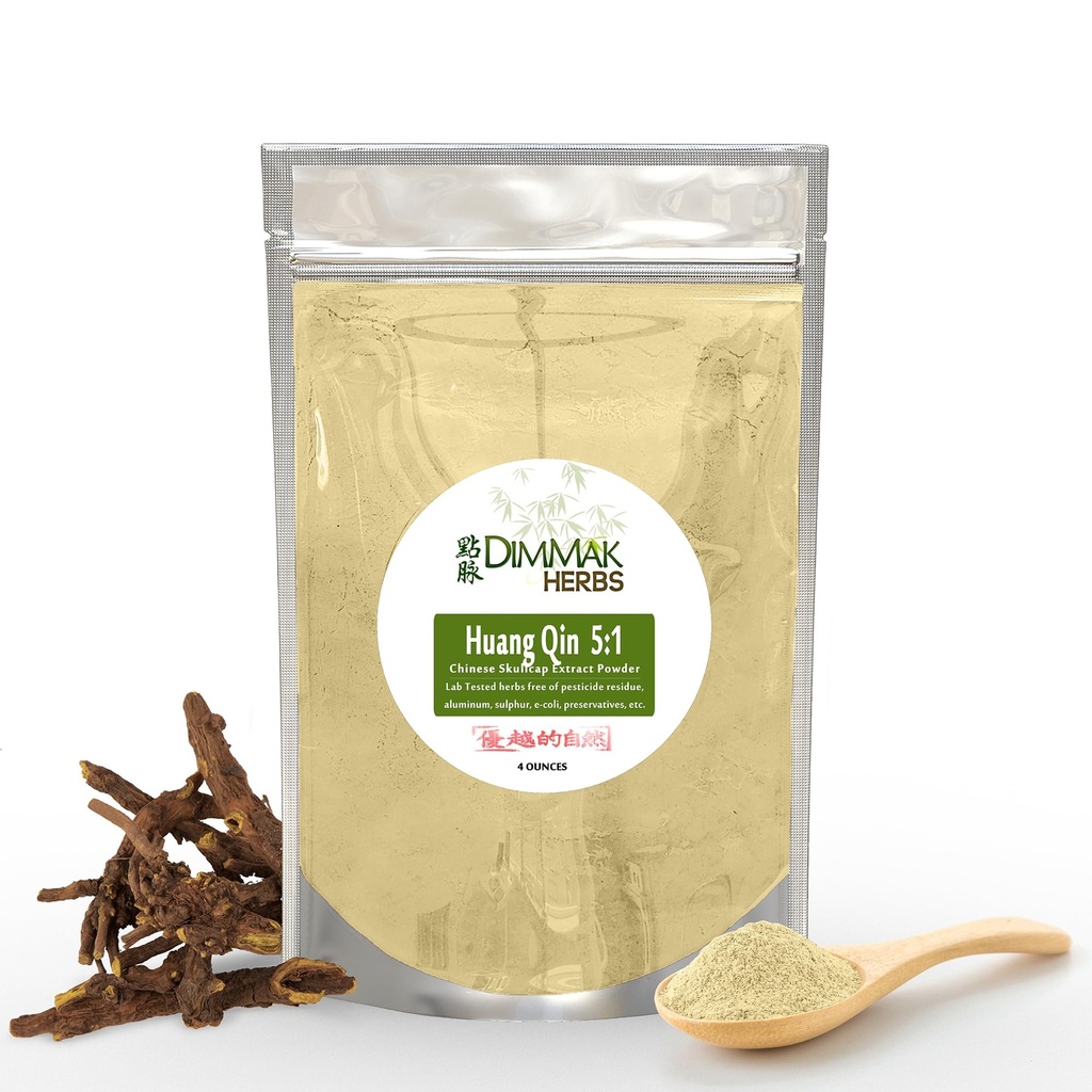 Dimmak Herbs Organic Scutellaria Baicalensis Extract 5:1 (Chinese Skullcap) Potent Huang Qin for Immune Defense, Inflammation Support & Lung Health- Doctor Verified (4oz)