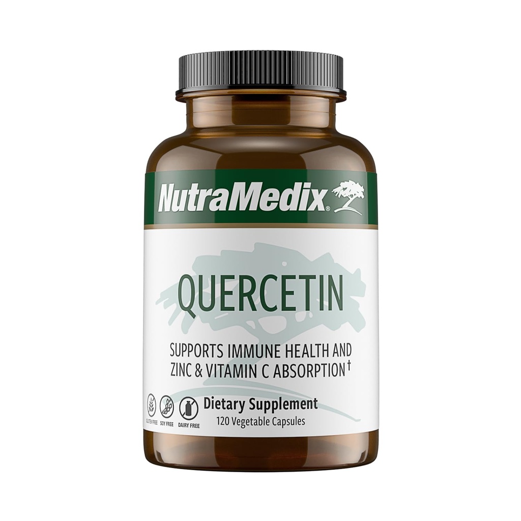 NutraMedix Quercetin - Quercetin 500mg Κάψουλες - Αντιοξειδωτικό & ανοσοποιητικό συμπλήρωμα υποστήριξης για την υγεία της καρδιάς - Βοηθήματα σε ψευδάργυρο & βιταμίνη C απορρόφηση (120 κάψουλες χορτοφάγων)