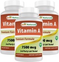 Best Naturals Βιταμίνη A 25000 IU (7500 mcg), Μη ΓΤΟ Formula Υποστηρίζει Υγιή Όραμα & ανοσοποιητικό σύστημα και υγιή ανάπτυξη & αναπαραγωγή, 180 Softgels (180 Count (Pack of 3))