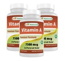 Best Naturals Βιταμίνη A 25000 IU (7500 mcg), Μη ΓΤΟ Formula Υποστηρίζει Υγιή Όραμα & ανοσοποιητικό σύστημα και υγιή ανάπτυξη & αναπαραγωγή, 180 Softgels (180 Count (Pack of 3))