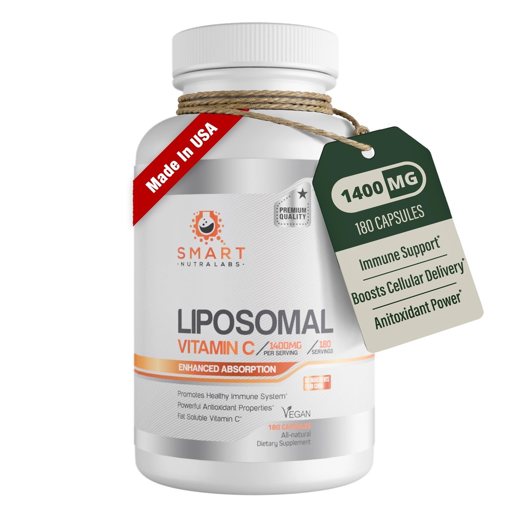 Λιποσωμική βιταμίνη C 1400mg- 180 κάψουλες Vegan-Κίνα δωρεάν συστατικά, λίπος διαλυτή υψηλή απορρόφηση VIT C- υποστηρίζει υγιεινό ανοσοποιητικό σύστημα & Collagen Booster- ισχυρό συμπλήρωμα υποστήριξης αντιοξειδωτικών