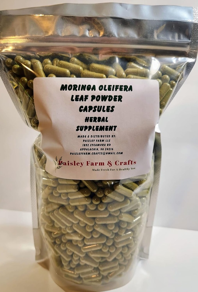 Moringa Oleifera Leaf Capsules Non GMO - Βότανο συμπλήρωμα - 100% Pure Leaf Powder! (1200) - Made Fresh on Demand!