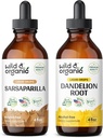 Wild & Organic Sarsaparilla Tincture 4 fl oz & Dandelion Root Tincture 4 fl oz