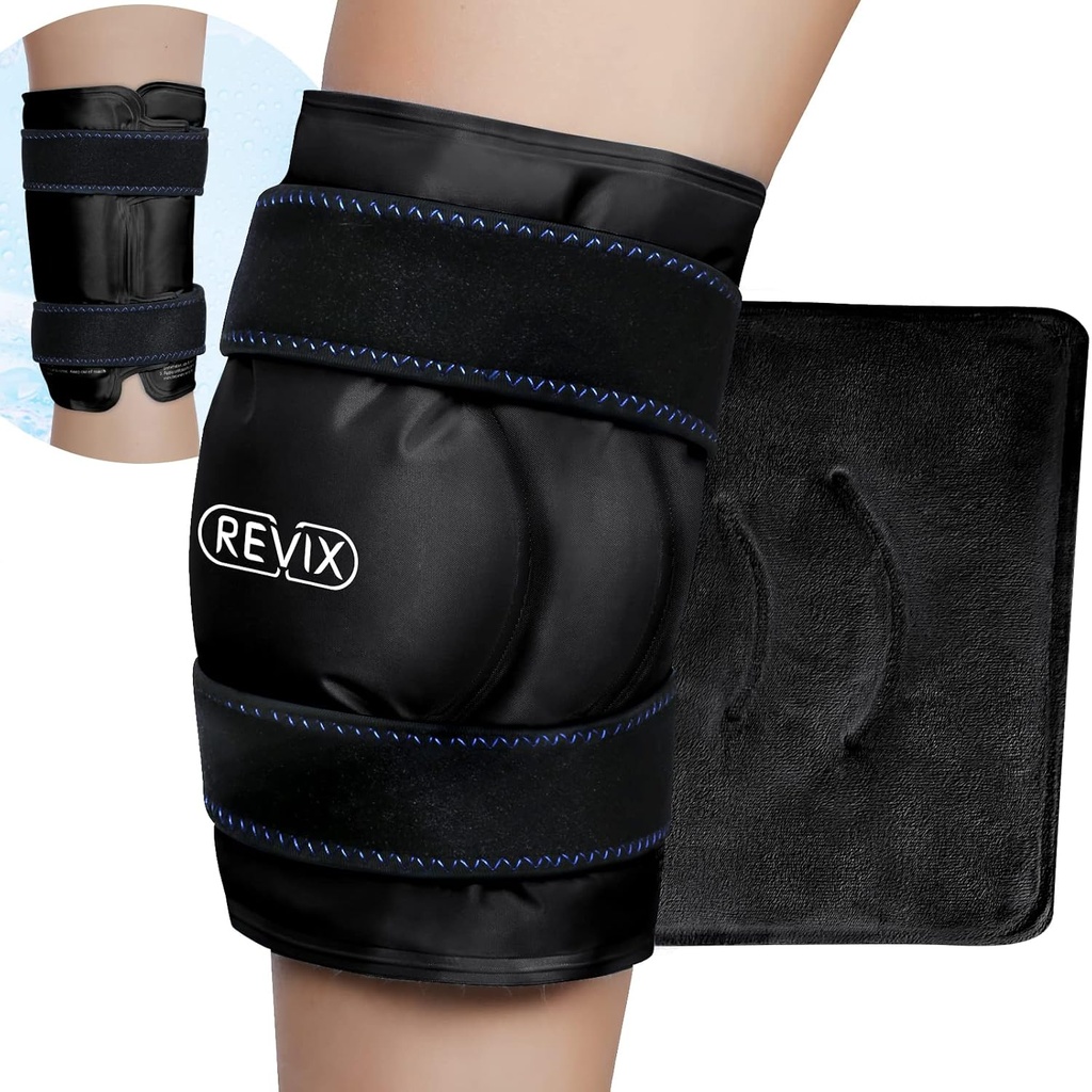 ReVIX XL Ice Pack για την αποκατάσταση αντικατάστασης γονάτων, Wrap πάγου με κρύα συμπίεση για δυσφορία και κόπωση, Gel κρύο Pack Wrap Γύρω από ολόκληρο γόνατο, την προώθηση της ευελιξίας και της κινητικότητας