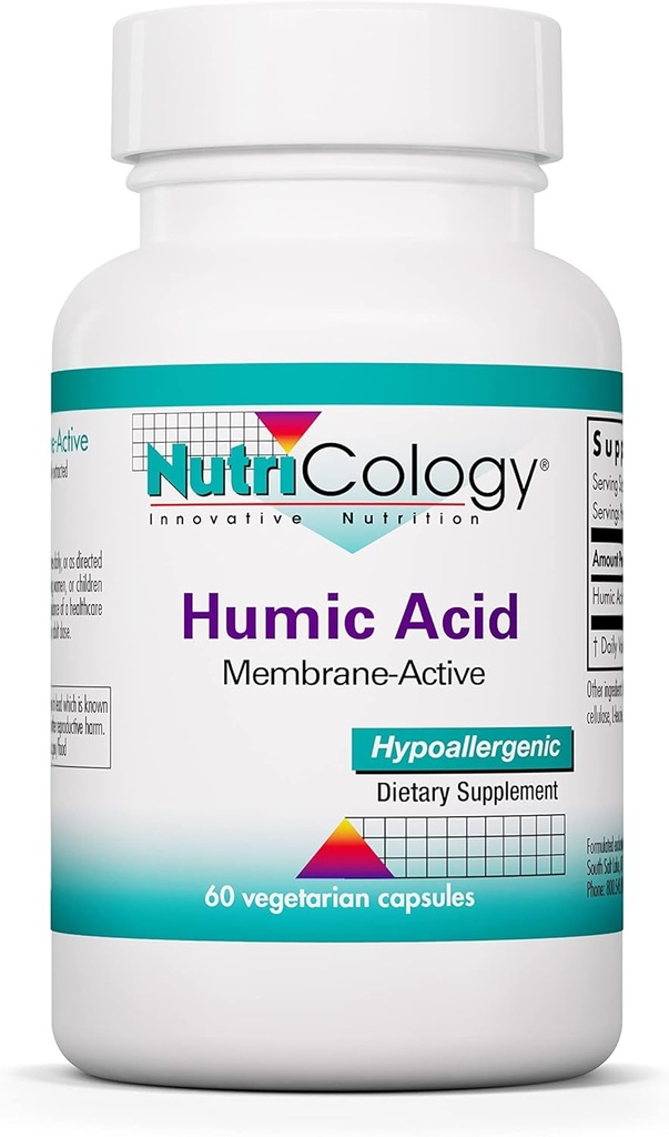 Nutricology Humic Acid Supplement - Υποστήριξη ανοσοποιητικού συστήματος, Humic Acid for Humans, 750mg Humic Minerals, Membrane-Active, Vegetarian Capsule - 60 Count