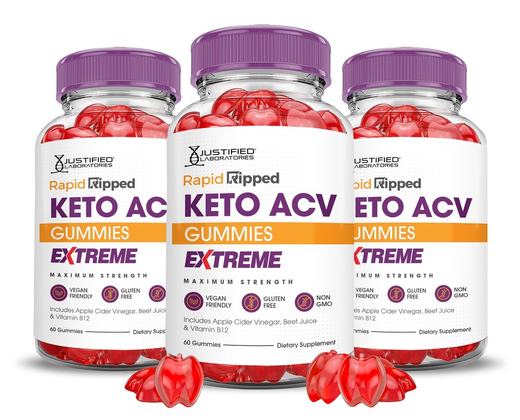 (3 Pack) Rapid Rippped Keto ACV Gummies Extreme 2000MG Rapidripped Keto Gummies Apple Cider Vinegar Formed with Ρόδι σε σκόνη χυμού τεύτλων B12 Vegan Non GMO 180 Gummys