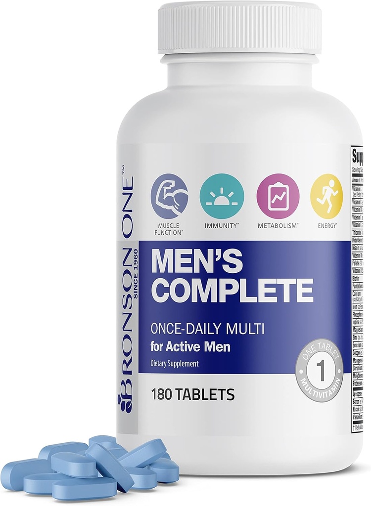 Bronson ONE Daily Men’s Complete Multivitamineral Multi-Daily Multi for Active Men, 180 Tablets
