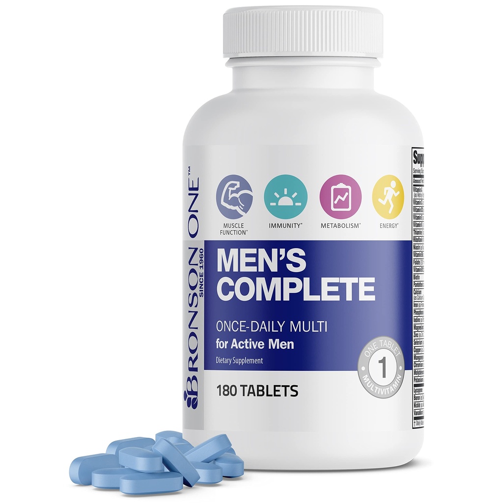 Bronson ONE Daily Men’s Complete Multivitamineral Multi-Daily Multi for Active Men, 180 Tablets