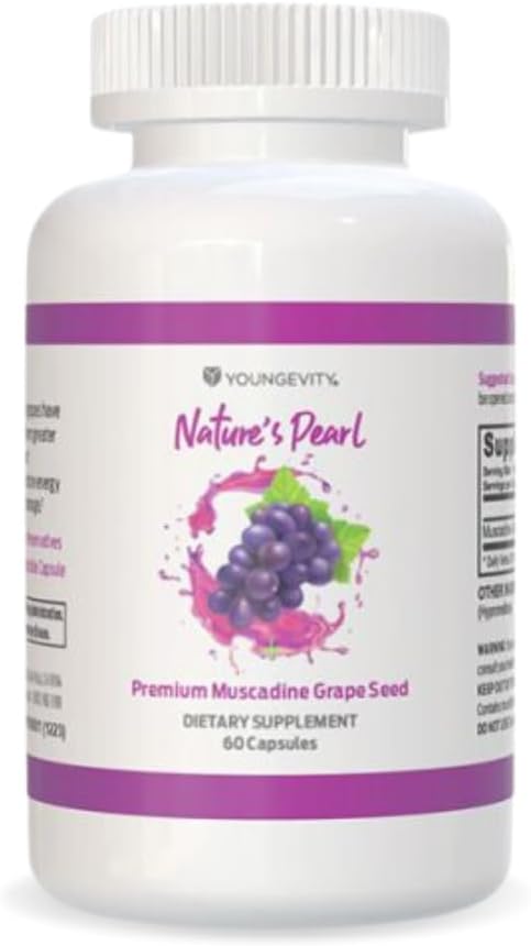 Youngevity Premium Muscadine Grape Seed - 650 mg - Pearl Antioxidant Superfood της φύσης - Πλούσιο σε Resveratrol, Ellagic-Acid, Quercetin, Anthocyandins, and More - 60 Services