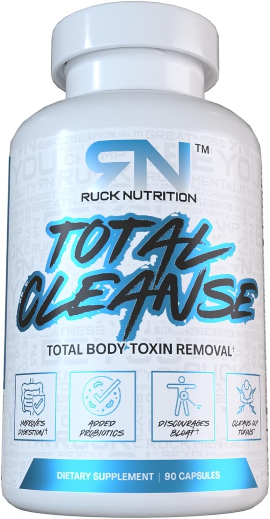 RUCK NUTRITION Total Cleanse Advanced Detox Formula for Digestive Support, Weight Loss, Bloating Reducation, Toxin Flush, Natural Energy Boost - with Milk Thistle, Dandelion Root - Probiotic Blend