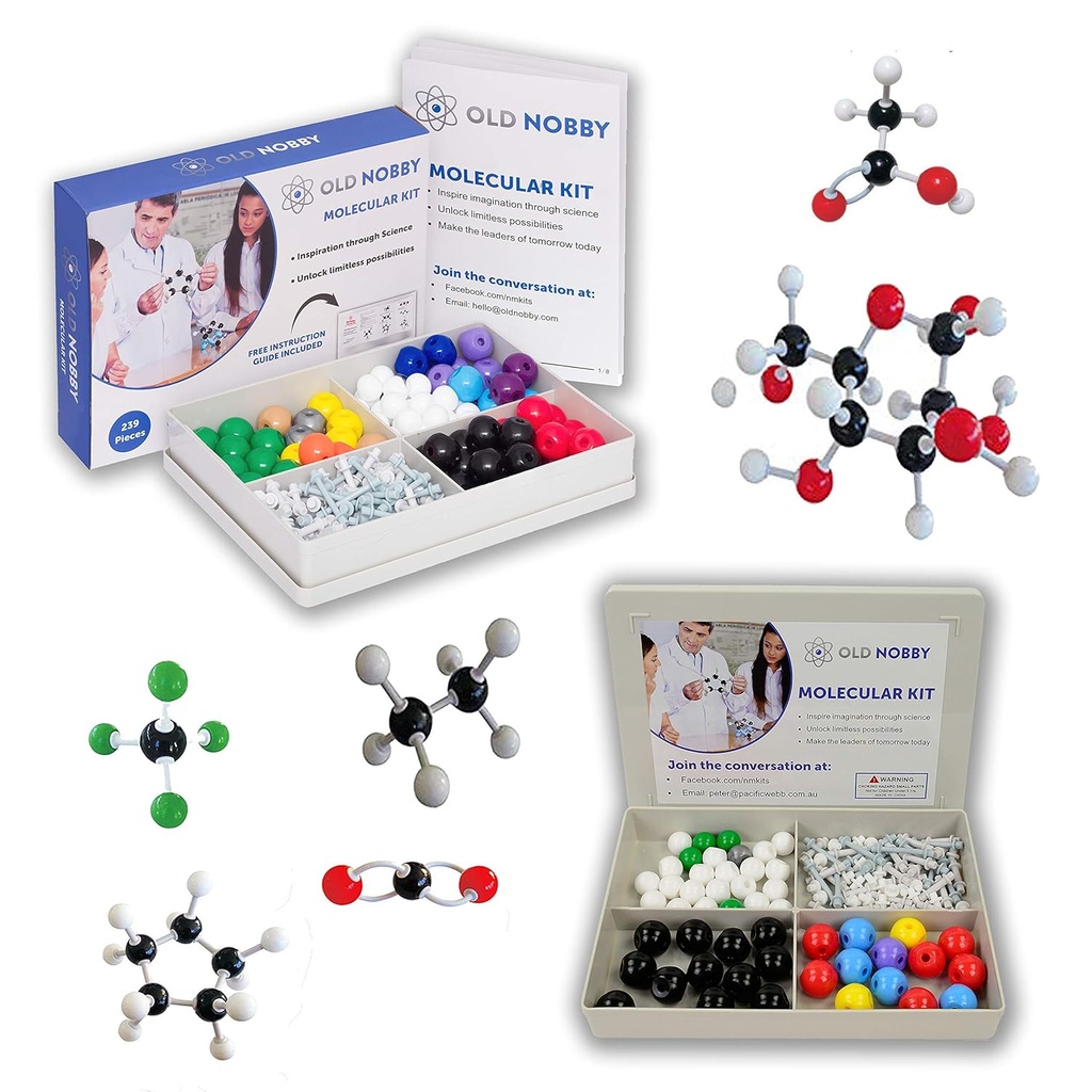 Organic Chemistry Model Kit (239 Piece Kit και 115 Piece Kit) - Molecular Model Student or Teacher Pack with Atoms, Bonds and Instructorional Guide