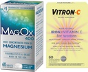 Συμπλήρωμα σιδήρου υψηλής ισχύος Vitron-C, υποστήριξη 60ct και Mag-Ox 400 Magnesium Mineral Supplement 60ct