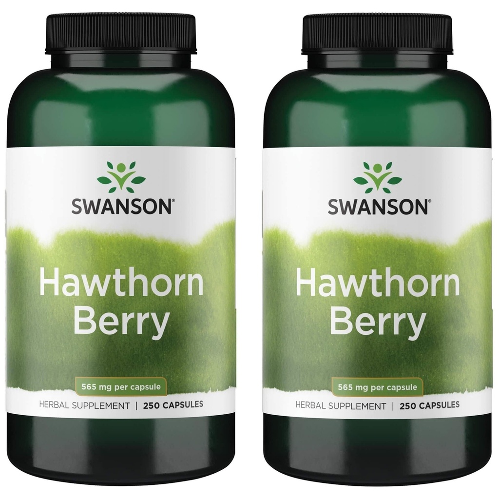 Swanson Hawthorn Berry Supplement - Αντιοξειδωτικά Φλαβονοειδή (250 Καψάκια, 565 mg έκαστο) 2 Συσκευασία