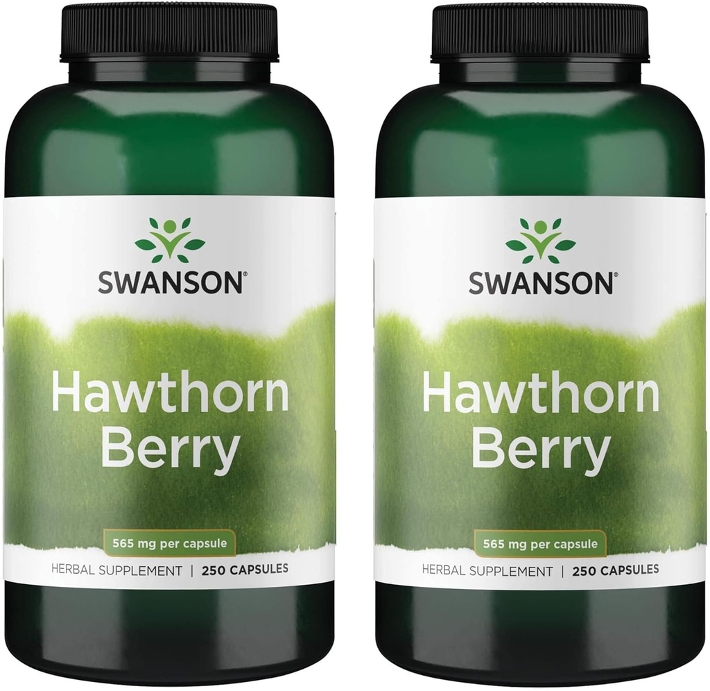 Swanson Hawthorn Berry Supplement - Αντιοξειδωτικά Φλαβονοειδή (250 Καψάκια, 565 mg έκαστο) 2 Συσκευασία