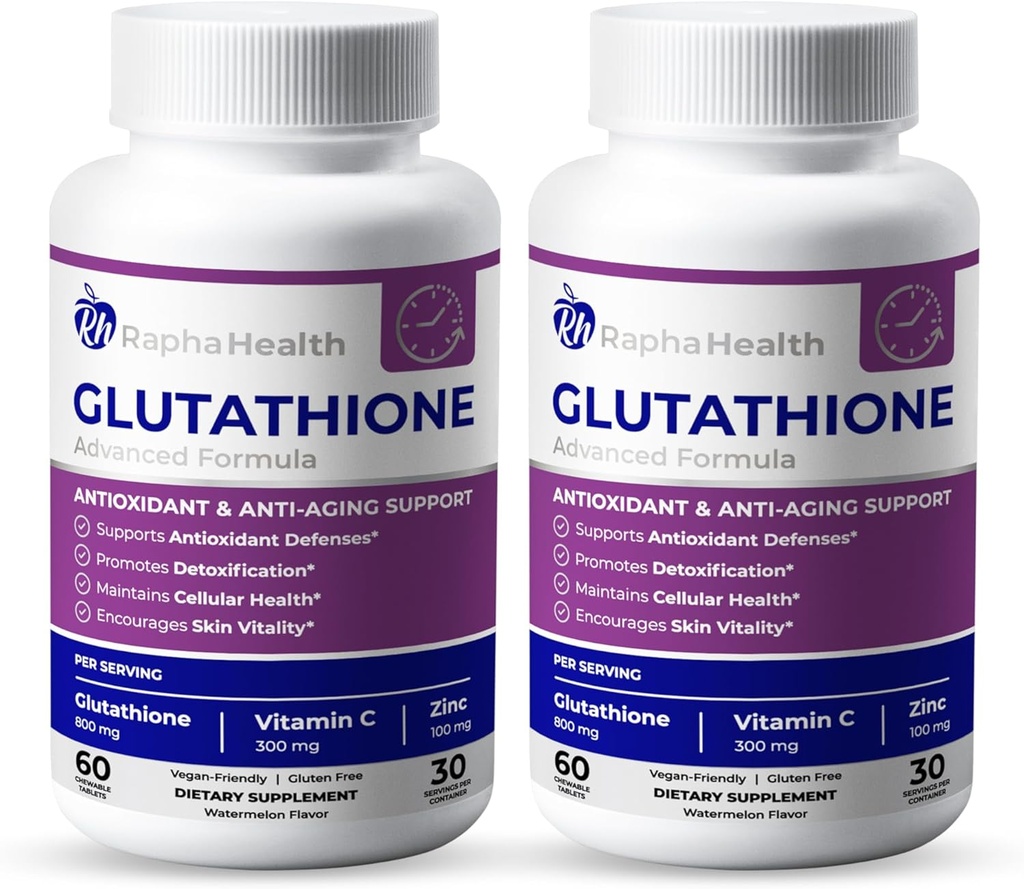 Twin Pack Glutathione Enhanced with Vitamin C & Zinc | Advanced Antioxidant & Immune Support | Detox & Skin Health Formula | 120 Tablets - Two (2) Month Supply