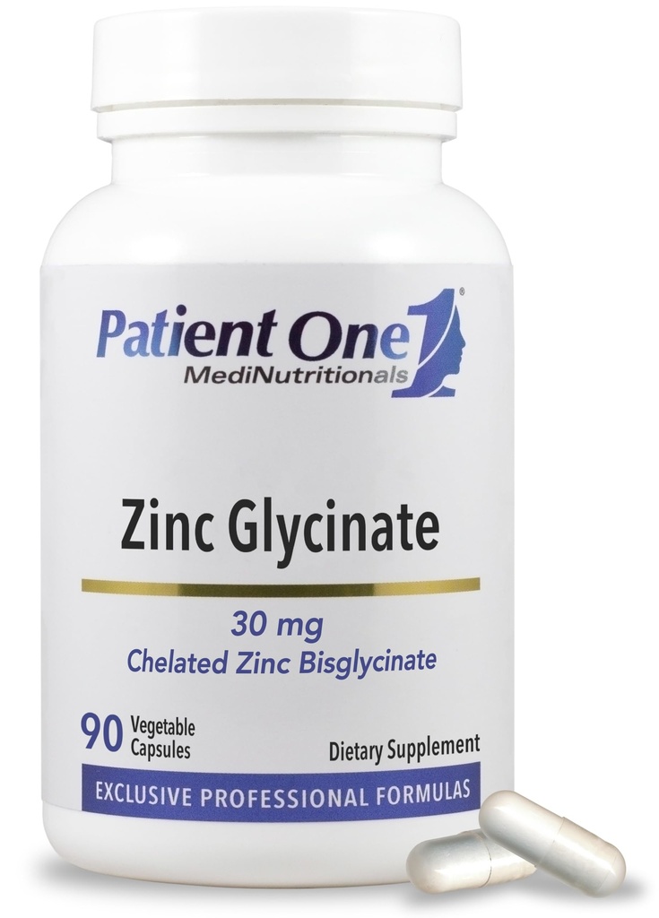 Patient One Zinc Glycinate 30mg | Supplement to Support Immune System Health* | Enhanced Zinc Absorption | 90 Capsules