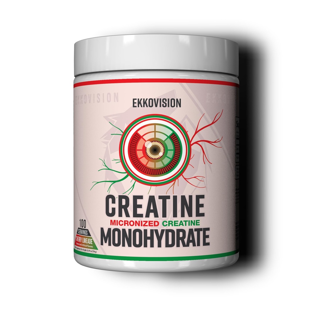 Ekkovision Creatine Monohydrate Powder, Micronized, Cherry Limeade, Pre Workout & Post συμπλήρωμα προπόνησης για άνδρες & γυναίκες, Υποστήριξη ενέργειας, εύκολο να αναμιχθεί σε ανακινήσεις, smoothies & ποτά, 100 εξυπηρετήσεις