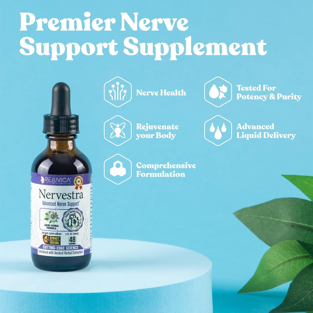 Nervestra Nerve Health Support Supplement - Fast-Absorbing Herbal Liquid Formula - Turmeric, White Willow Bark, B-Vitamins, Alpha Lipoic Acid, Acetyl-L-Carnitine και Περισσότερα