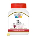 21st Century Healthcare Vitamin D3 125 mcg (5.000 IU) Ταχεία απελευθέρωση Softgels, 110 Count