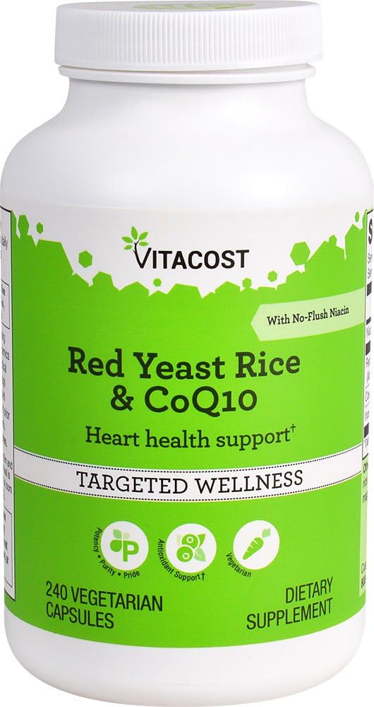 Vitacost Red Yeast Rice & CoQ10 με μη-Flush Niacin -- 240 κάψουλες χορτοφάγων