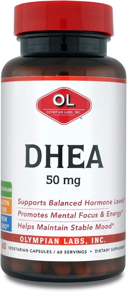 Olympian Labs DHEA Vegetarian Capsles, 50 Mg - 60 Υπηρεσίες, Υποστήριξη Εστίασης, Ενέργειας & Mood
