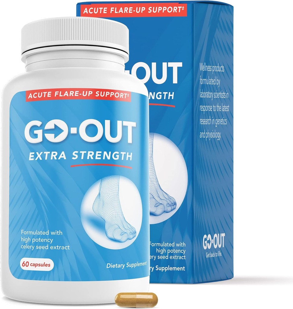Mt. Angel Vitamins Go Out - Επιπλέον υποστήριξη δύναμης - Uric Acid ισορροπία με πίσσα κεράσι, σέλινο σπόρων, κουρκουμά - μη-GMO, χωρίς γλουτένη - 60 Caps