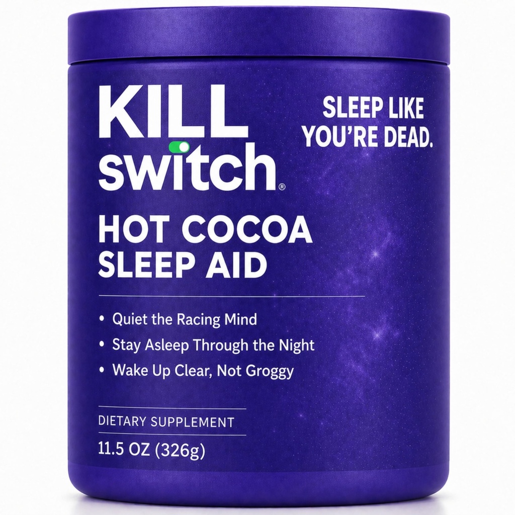Killswitch Sleep Aid for Adults – Fall Asleep Fast & Wake Refreshed, Sugar-Free Hot Chocolate Supplement - Μαγνήσιο, Ταρτ Cherry, L-Theanine & More for Restful Sleep, 30 Services, Made in USA