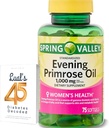 Spring Valley Evening Primrose Oil Women's Health Supplement Softgels, 1000 mg, 75 Count, Softgels, Evening Primrose Oil Caps 1000mg Bundle with LualL's 45 Diabeted