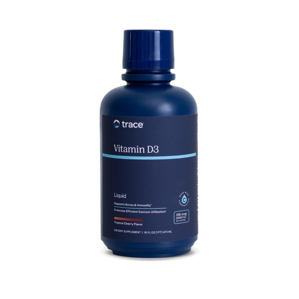 Trace Minerals Vitamin D3 - Βιταμίνη D3 συμπλήρωμα για την υγεία των οστών - Αποτελεσματική χρήση ασβεστίου - Υποστήριξη ανοσοποιητικού συστήματος - Fast-Absorbing Liquid - Tropical Cherry Flavor - 16 fl oz (32 υπηρεσίες)