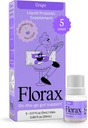 Florax - Υγρό Προβιοτικό - On-The-go Gut Υποστήριξη για τις γυναίκες, άνδρες, και τα παιδιά - Vegan, Χωρίς γλουτένη, Λακτόζη, Χωρίς σόγια και συντηρητικά Δωρεάν - Grape Flavor - 5 Φιαλίδια