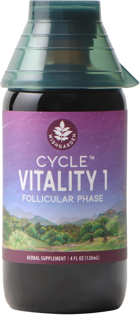 WishGarden Herbs Cycle Vitality I Οζώδης Φάση - Φυτικό βοτανικό συμπλήρωμα w/Vitex & Μαύρο Cohosh, Υποστηρίζει Βέλτιστα επίπεδα οιστρογόνων & Ενθαρρύνει Υγιείς εμμηνορροϊκούς κύκλους & λειτουργία ήπατος, 4 ουγγιές