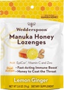 Wedderspoon Manuka Μέλι Ασυλία Lozenges, Lemon Ginger, 2.6 Oz (πακέτο του 1), Γνήσιο Μέλι Νέας Ζηλανδίας, Ενίσχυση Ασυλία Μέσα σε δύο ώρες