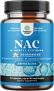 Συμπλήρωμα NAC N-Acetyl Cysteine με Vanilla - Detox N-Acetylcysteine συμπλήρωμα για την υγεία του πνεύμονα και την αναπνευστική λειτουργία, το ήπαρ και τα νεφρά Detox & Cleanse - Amino NAC κάψουλες για ενήλικες - 90 Ct