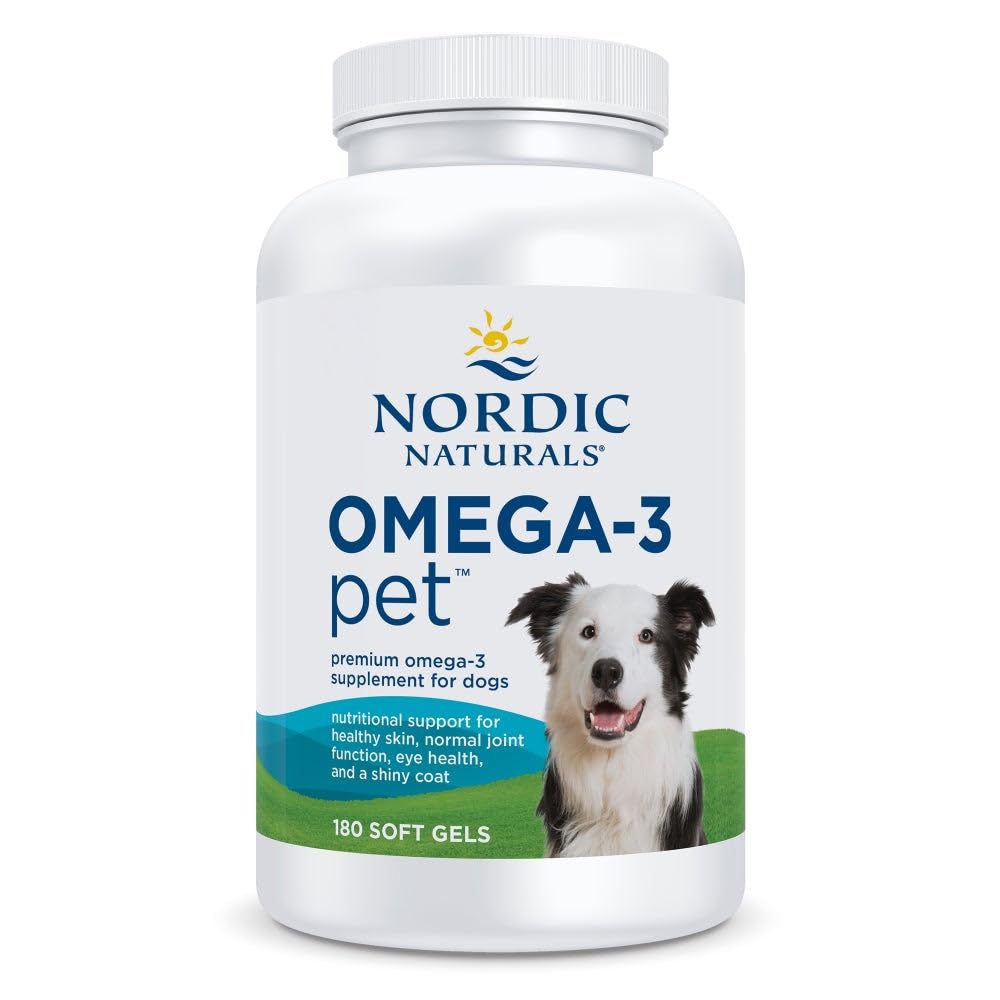 Nordic Naturals Omega-3 Pet, Unflavored - 180 Soft Gels - 320 mg Omega-3 Per Soft Gel - Fish Oil for Dogs with EPA & DHA - Προάγει την καρδιά, το δέρμα, το παλτό, & την ανοσοποιητική υγεία