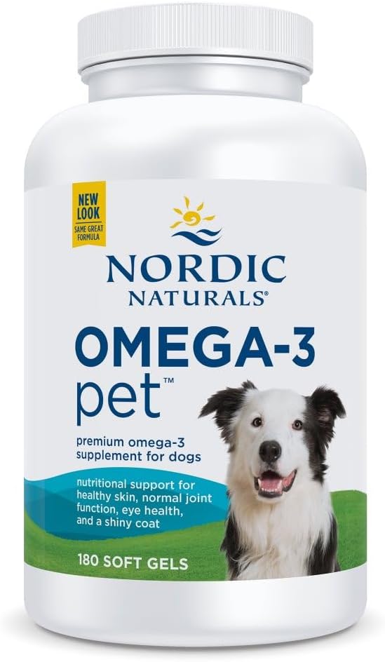 Nordic Naturals Omega-3 Pet, Unflavored - 180 Soft Gels - 320 mg Omega-3 Per Soft Gel - Fish Oil for Dogs with EPA & DHA - Προάγει την καρδιά, το δέρμα, το παλτό, & την ανοσοποιητική υγεία