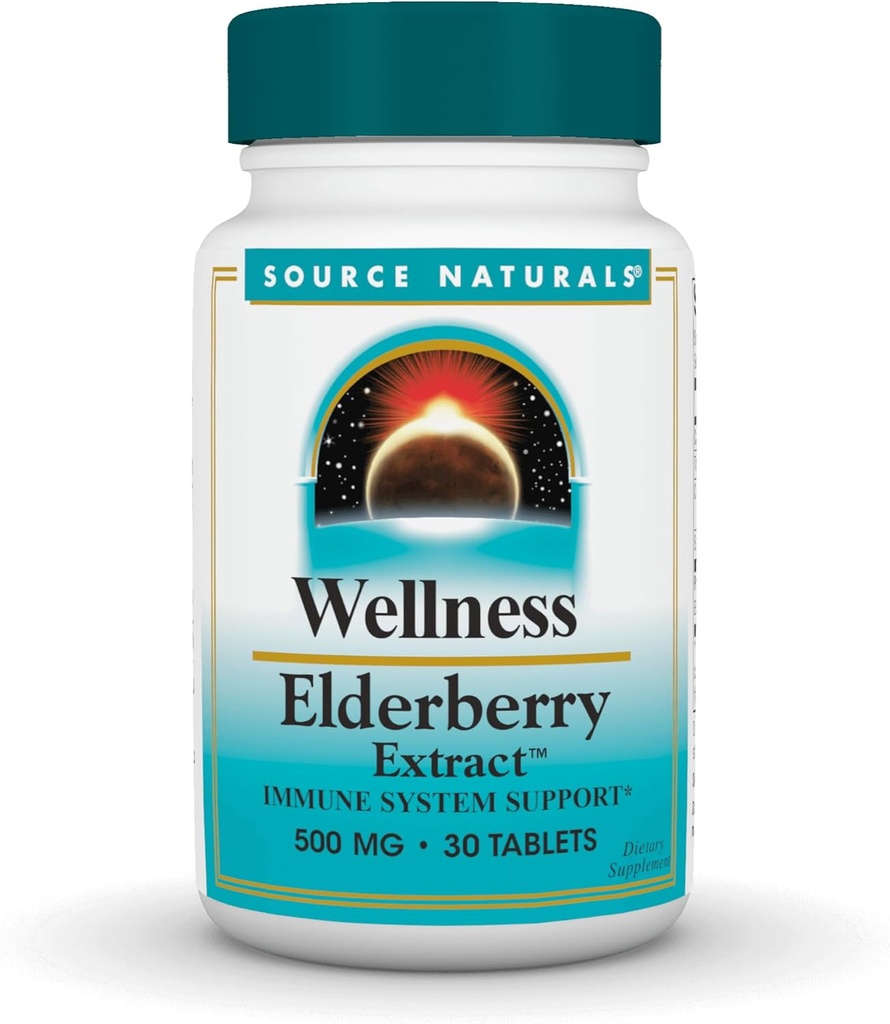 Source Naturals Wellness Elderberry Extract, 500 mg για την υποστήριξη ανοσοποιητικού συστήματος * - 30 δισκία