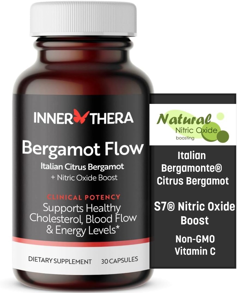 Argamot Flow Italian Citrus Bergamot + S7 Nitric Oxide, Bergamot Supplement for High Cholesterol - Αυξήστε τη ροή του αίματος, την κυκλοφορία & τα επίπεδα ενέργειας - Made with Patented Italian Milgante Extract