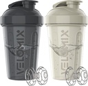 VELOMIX -2 Συσκευασία- 20 oz μπουκάλια αναδευτήρα πρωτεΐνης για μείγματα πρωτεϊνών - 2x σύρμα Whisk 