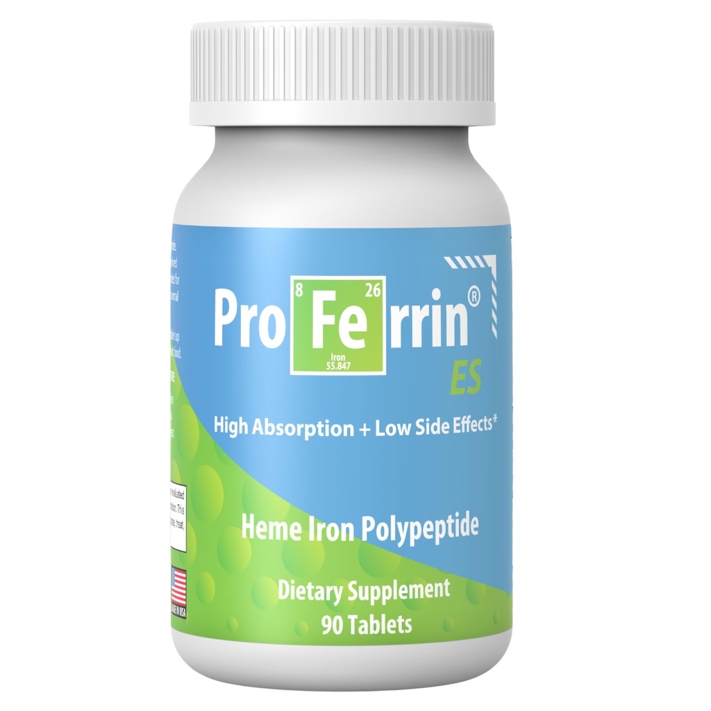Proferrin ES- 10,5mg υψηλής απορρόφησης Heme Iron Polypeptide. Κατασκευασμένο στις ΗΠΑ. 90 δισκία. Με το μαλακό. Δεν επηρεάζεται από καφέ, ασβέστιο, ή PPI του.
